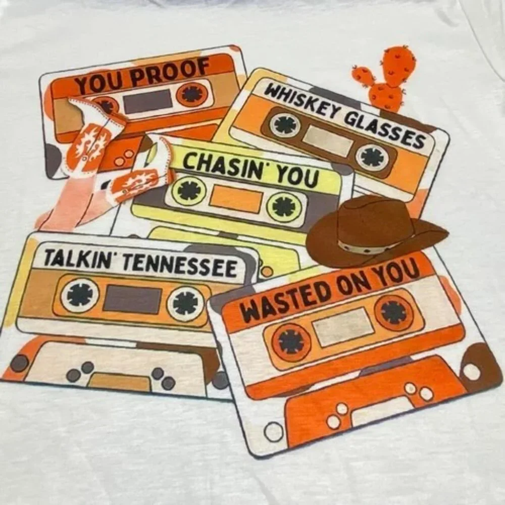 Morgan Wallen Cassette Tape T-Shirt Women's XL Country‎ Western Graphic Tee NWT